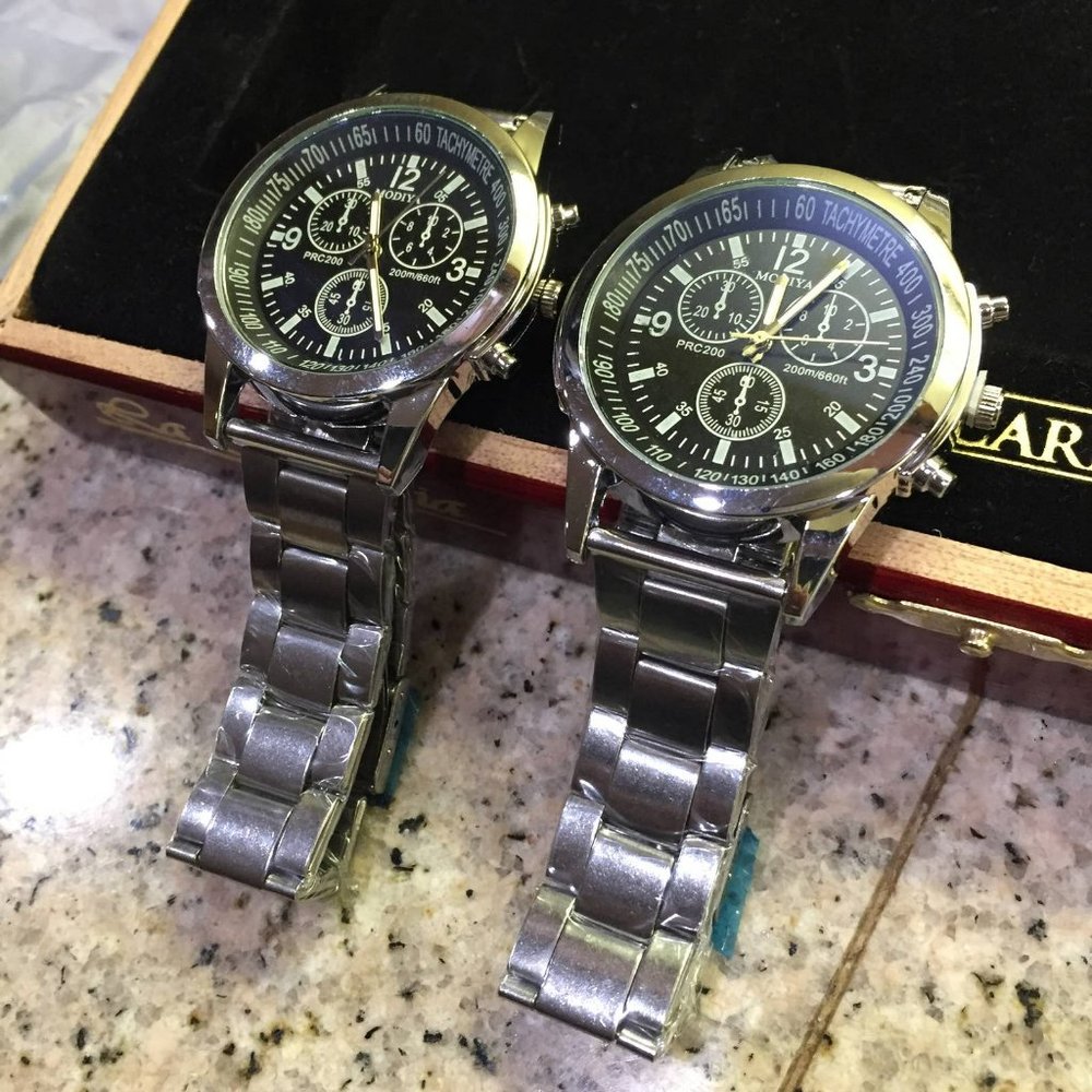 Two Black Business Men Quartz Watches - Alloy Band - Picture 1 of 5